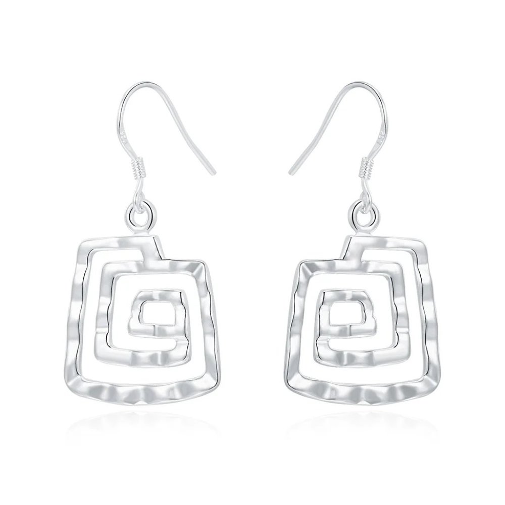 Gorgeous Sterling Silver Square Geometric Hanging Earrings - Picture 8 of 8